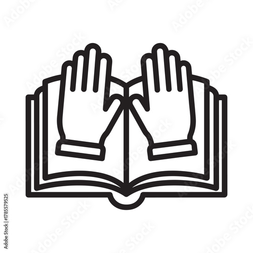 Hands raised over an open book, oath, pledge, justice concept