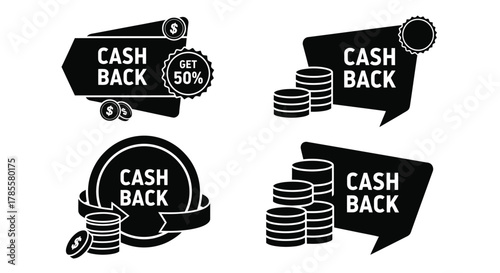 Get money back with these modern cash back offer icons