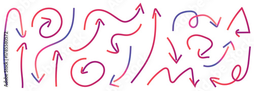 Colorful Arrow Collection Pointing in Various Directions on White Background for Design and Presentation Projects