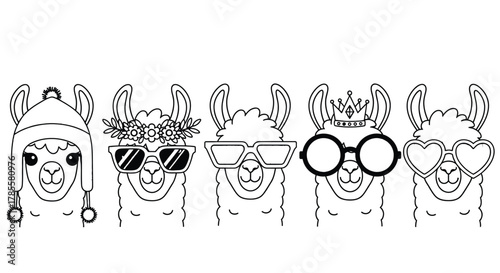 a set of llama vector illustration
