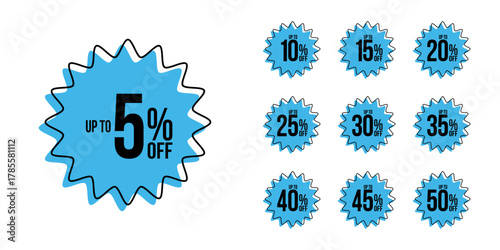 winter sale up to 5 10 15 20 25 30 35 40 45 50 percent off, vector advertising banner or season discount collection, retail store super offer, online marketplace best price deal