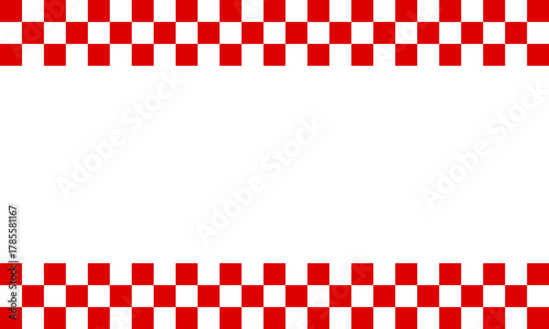 racing flag monochrome background, checkered red and white frame