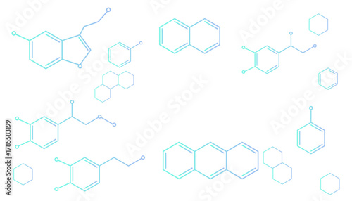 化学物質の構造式のフレームイラスト　コピースペース