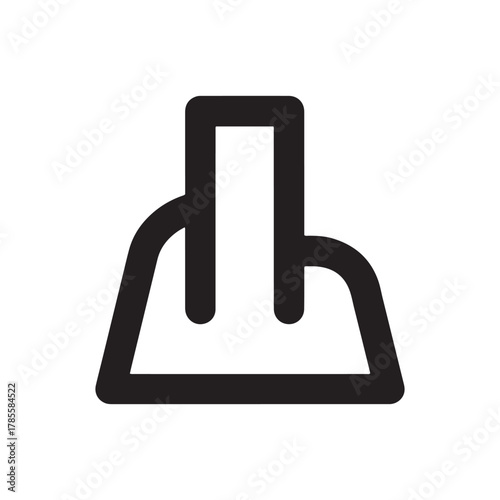 Stylized black outline dustpan icon for cleaning and household use.