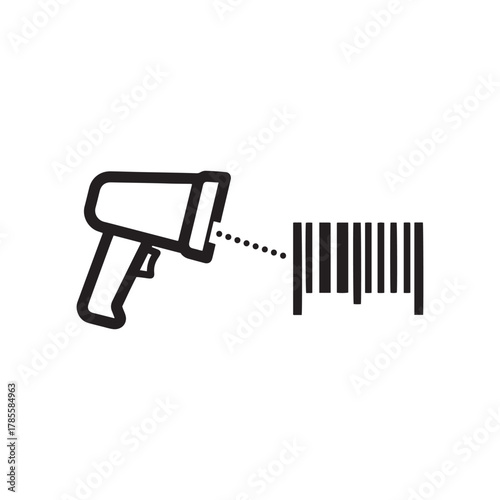 Barcode scanner outline icon, scanning product identifier code