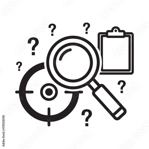 Solving problems: research, analysis, goals, and answers icon