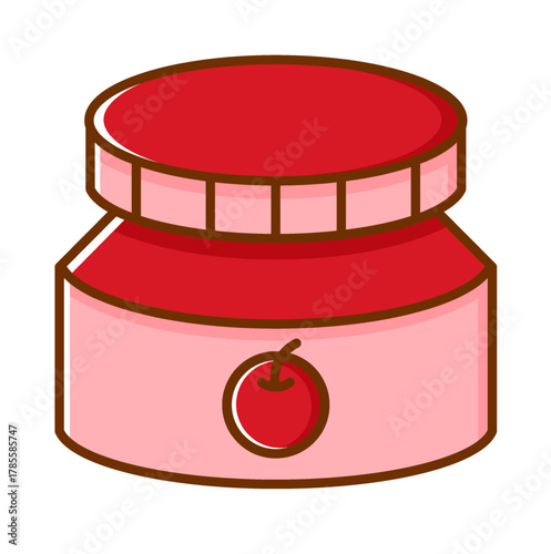 Cherry Jam Jar Illustration Isolated on White Background