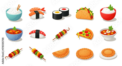 Delicious Cuisine Icon Set A Colorful Array of Food and Culinary Delights