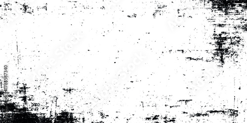 Abstract black ink splatter texture on white background with high resolution grunge distressed overlay for design.