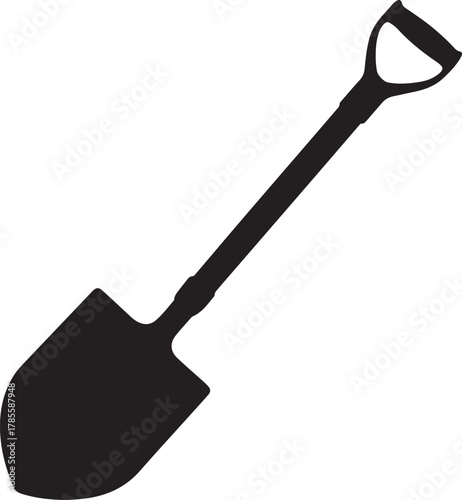 black silhouette of shovel on white background, vector