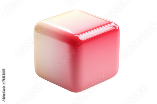 Glossy Red Cube With Yellow