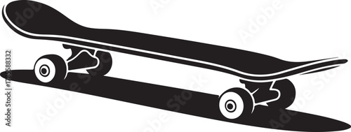 black silhouette of skateboard on white background, vector