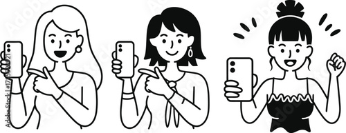 Three women engaging with smphones expressing excitement and communication trends