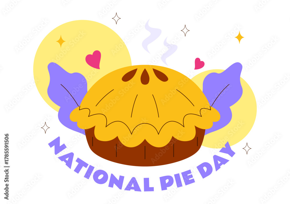 Fototapeta premium National Pie Day Vector Illustration On January 23 Featuring Delicious Pastry Shells And Various Fillings In a Flat Style Cartoon Background