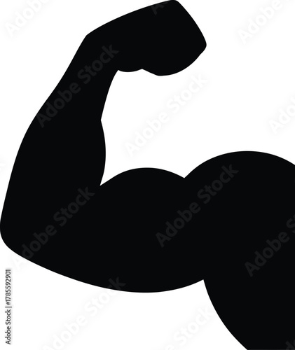 Flexed bicep muscle icon symbolizing strength, power, fitness