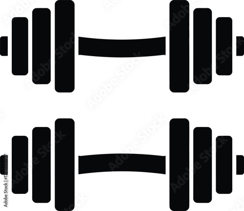 Two gym workout equipment simple dumbbell icons vector illustration