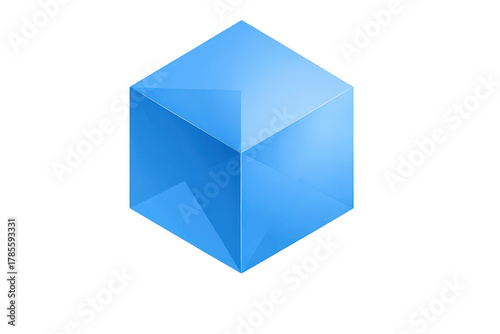 Blue Geometric Cube With Soft