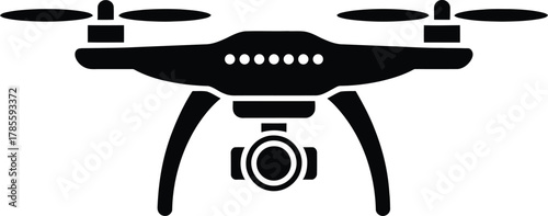 Drone icon with camera, modern remote controlled aerial vehicle