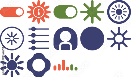 Vibrant user interface elements for app design and website development projects