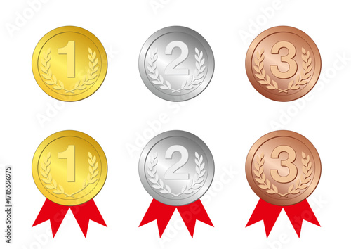 順位メダル 金銀銅 1位2位3位 イラスト ベクター リボン