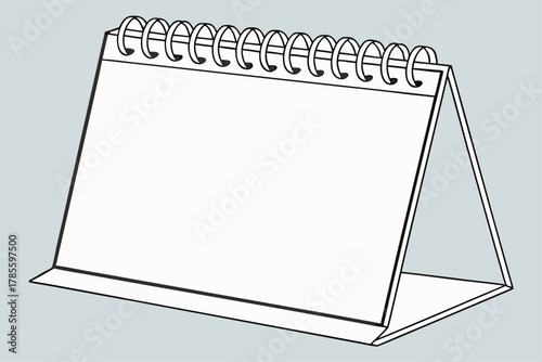 Elegant 3D desk calendar mockup with spiral binding on gray background, smooth lighting, clean minimal style, high-resolution, realistic texture, premium professional look.