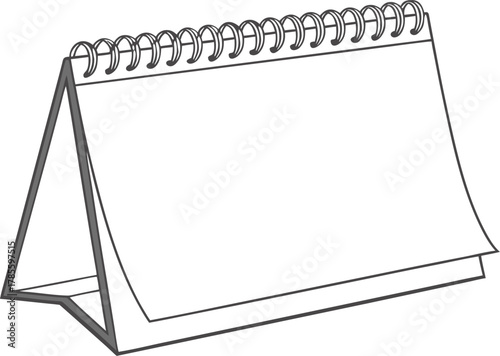 Realistic 3D desk calendar mockup, spiral-bound, minimal clean style, soft lighting, high-resolution detail, professional premium quality, transparent background.