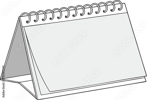 3D desk calendar mockup with spiral binding, clean minimal design, smooth lighting, high-resolution, realistic textures, premium professional appearance, transparent background.