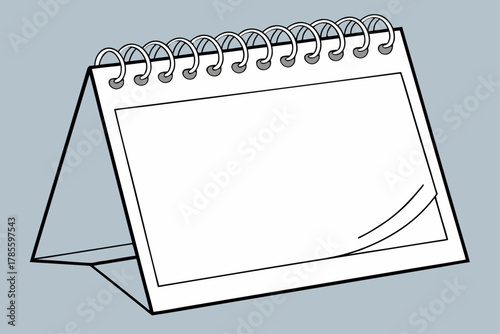 High-quality 3D desk calendar mockup with spiral binding on gray background, clean minimal design, smooth lighting, realistic texture, elegant professional look.