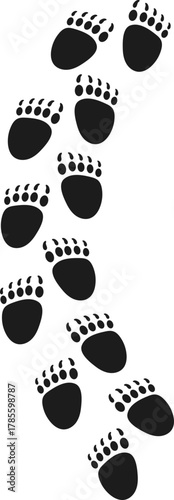 Seamless paw print pattern, black dog and cat footprints background, cute pet animal trail design, vector illustration, isolated backdrop