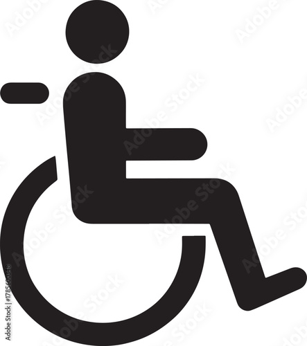 Black disability sign with person in wheelchair, for website or graphic design resource