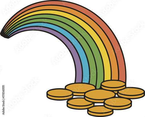 Rainbow with colorful coins illustration for st patricks day
