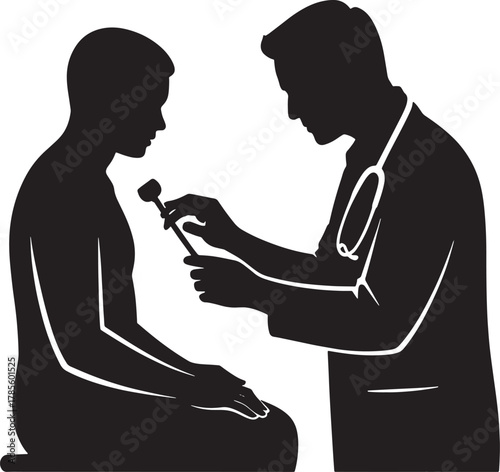 Neurologist Examining Patient Silhouette Neurological Exam Reflexes Health Care Test