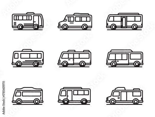 Mini Bus Line Art Efficient Travel Option