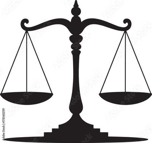 Scales of justice symbol for law firm concept in courtroom vector illustration