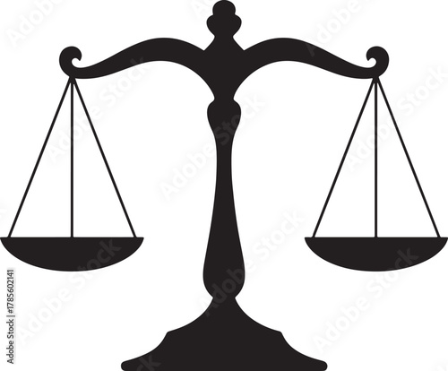 Scales of justice law icon for courtroom judgment or legal balance symbol concept