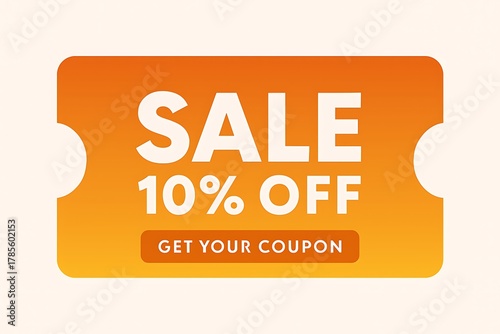 10% Off Sale Coupon Banner with Gradient Orange Background
