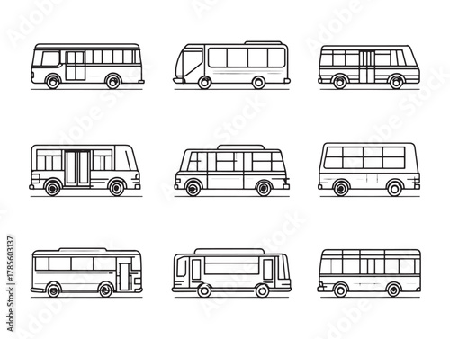Mini Bus Line Art Compact Passenger Carrier