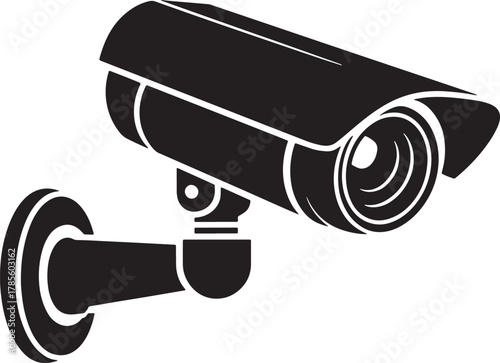 Security camera vigilance device for video surveillance with a wall mount vector