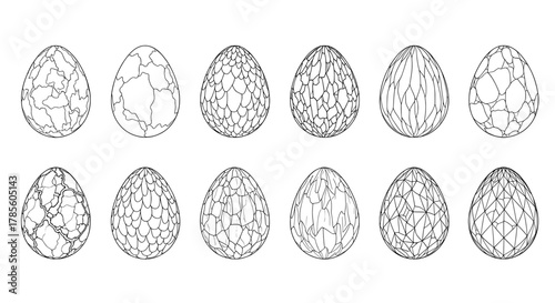 Egg pattern variations line art