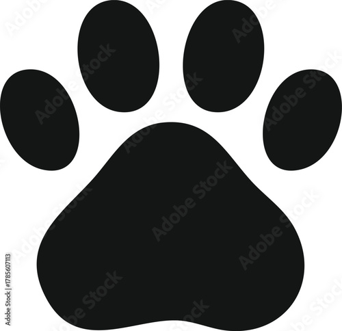 Illustration of a paw print, symbolizing animals, pets, and nature in a simple and recognizable design