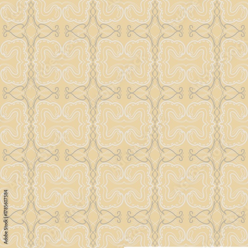 Beige Ornate Pattern Background Design Abstract doodle seamless patterns art, meditation, peaceful, coloring, prints, ornamental design, fabric, carpet, t-shirt.
