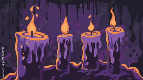 Halloween candle vector illustration with clean shapes and minimalist design