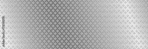 Steel checkerplate pattern with silver chrome diamond texture forming an abstract industrial metal background perfect for construction themed vector material and floor design