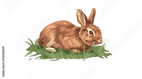 rabbit with green grass
