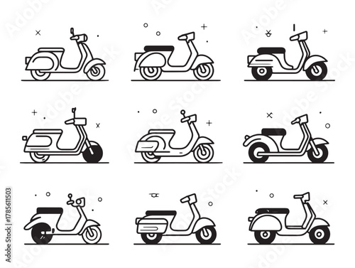 Moped Line Art Adventures Across Quiet Streets