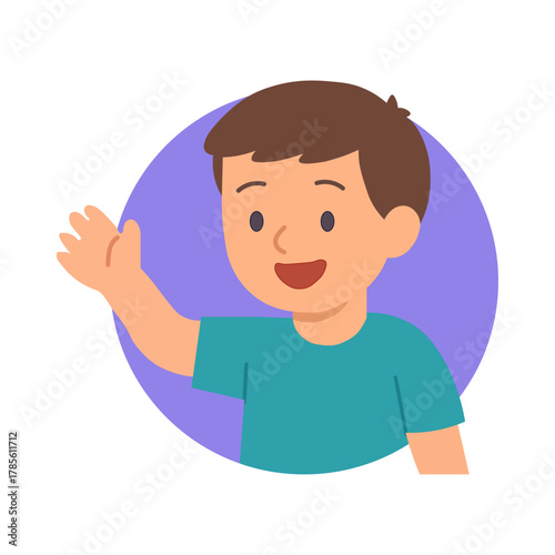 Kid Greeting Illustration – Friendly Hello and Communication Concept