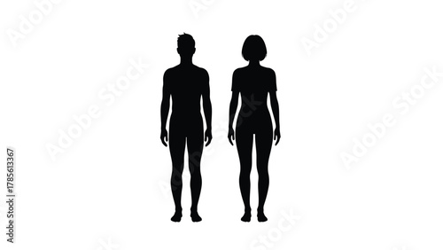 Male and Female Full Body Silhouettes Vector Illustration