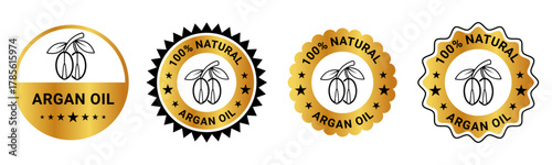 Argan Oil Pure Natural Product Quality Gold Label Badges