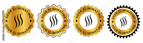 Gold Odor Eliminating Badge Set Luxury Fresh Scent Circular Logo Design
