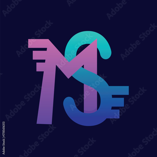 Letter MS or SM monogram logo design